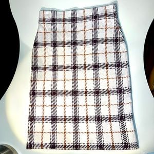 Ann Taylor High Waist Plaid Knee length Wool A line skirt